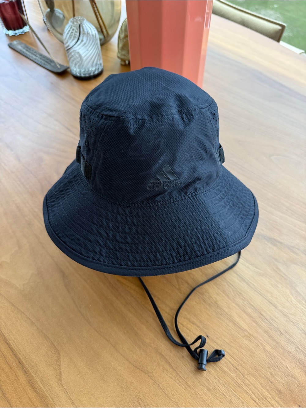 adidas Black Performance Bucket Hat with Chin Cord